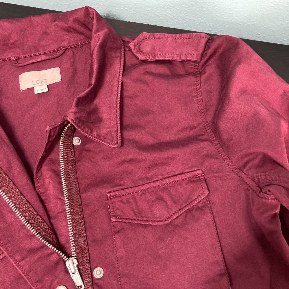 LOFT Burgundy Sateen Utility Jacket - Picture 5 of 8
